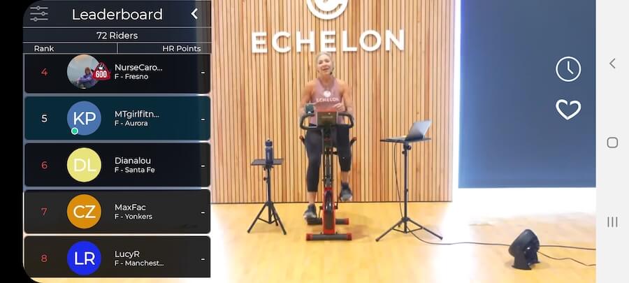 echelon app live class on slim cycle