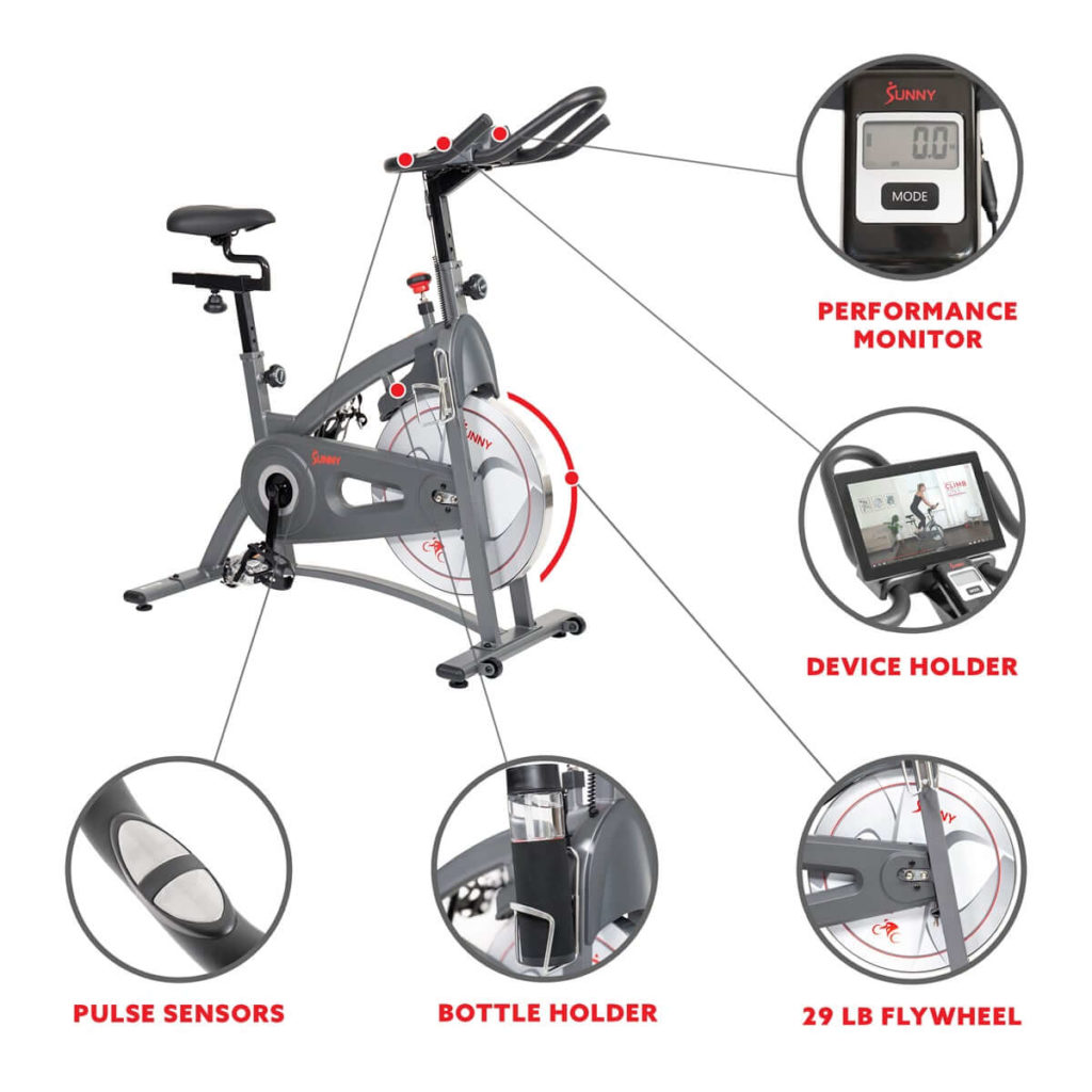 sunny health fitness bikes endurance belt drive magnetic indoor exercise cycle bike SF B1877 03 1800x1800