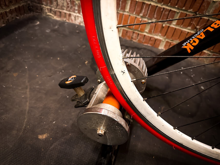 bike trainer tire on a wheel-on trainer