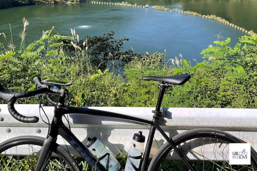 long bike ride lake and trees