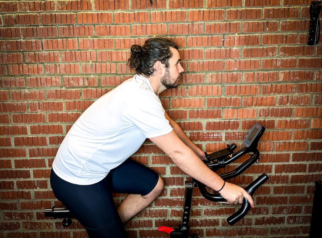 seating on a spin bike